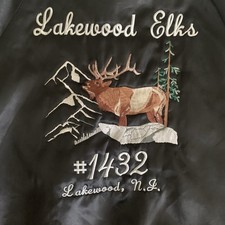 Vintage Satin Bomber Jacket Elks Lodge BPOE USA Lakewood NJ Large Personalized