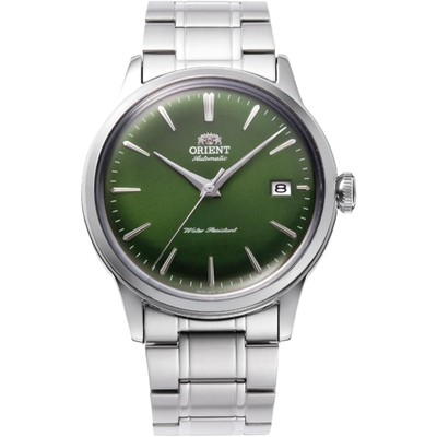 Orient Classic Bambino Mens Dress Watch RA-AC0M09E30B Green Dial Steel Strap 30M