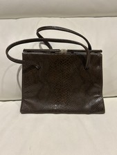 Vintage Brown Snake Print Faux Leather Handbag Shoulder Bag
