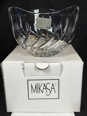 Mikasa Clear Cadence Swirl Crystal Glass Bowl In Box 4.75  Germany Excellent Con
