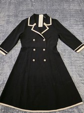 Goelia Black Dress With Cream Trim Pearl Buttons Size 6 NWT BEAUTIFUL- FF109