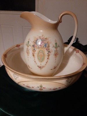 Großes antikes Devon Ware Stoke-on-Trent Albion Becken & Krug