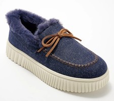 Skechers Moccasin Cozy Lined Slippers Navy 7.5/W New
