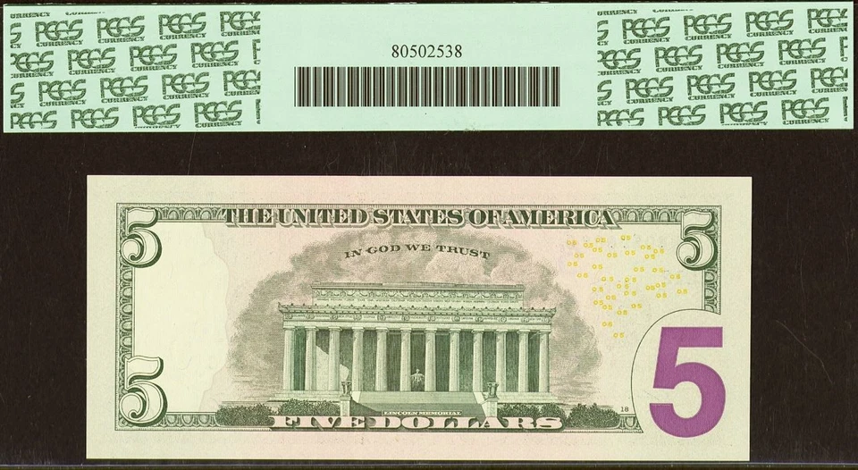 2009 $5 FRN PCGS Superb Gem 67PPQ - Fancy Radar Serial Number 88088088 - Image 3 of 3