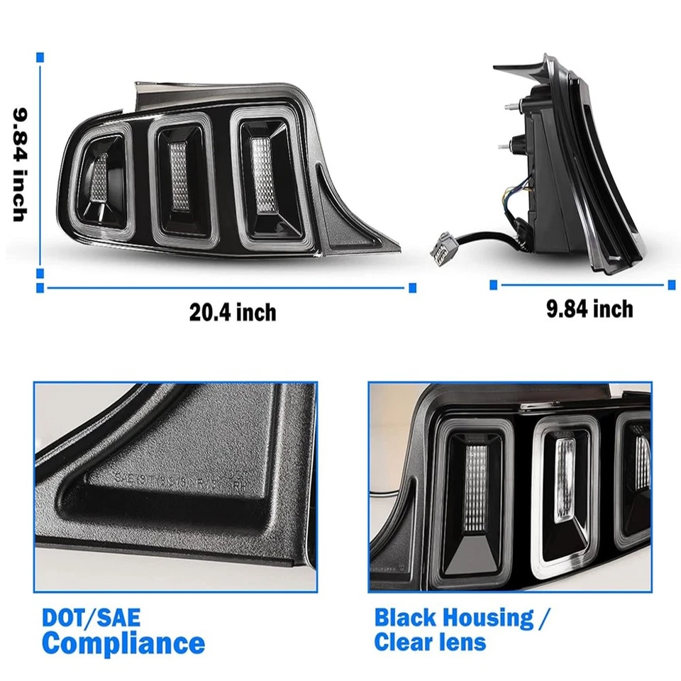 Tail Lights Black Brake Lamps Full LED w/ Sequential For 2010-2014 Ford Mustang Foto 3 de 4