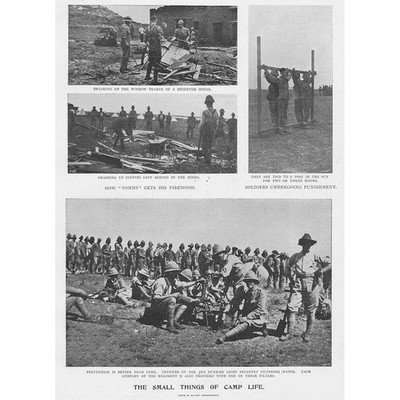 BURENKRIEG Die kleinen Dinge des Lagerlebens - Antikdruck 1900