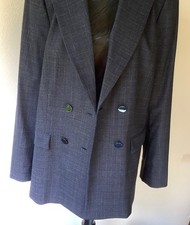 Double Breasted Blazer Lafayette 148 NWT Sz 14 Ink Multi Tropical Wgt Wool Lined