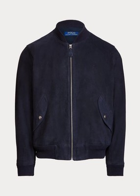 Blue Bomber Flight Real Leather Jacket For Men