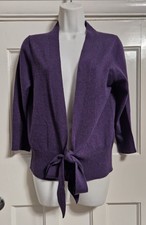 Ladies Elegant Johnstons of Elgin Cardigan Cashmere & Silk Medium In Rich Purple