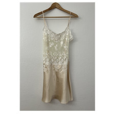 Vintage Y2K Victoria's Secret 100 Silk Lace Full Slip Lingerie Small