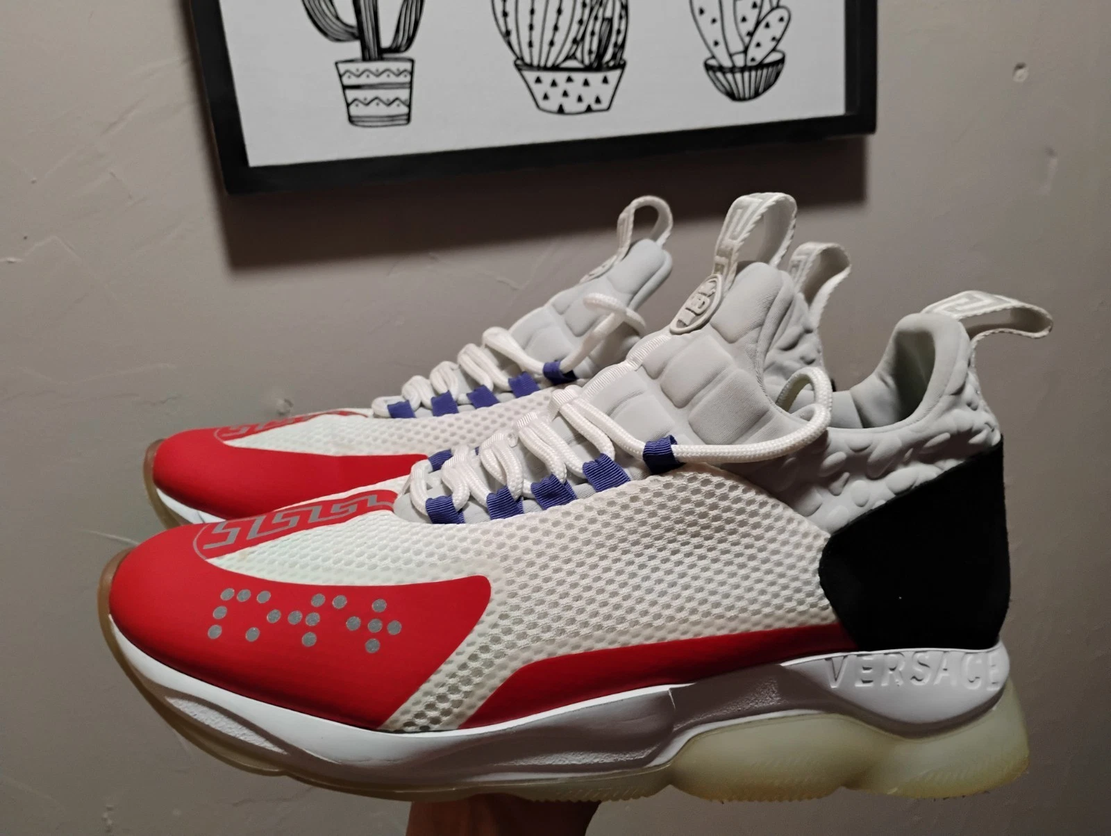 VERSACE Chain Reaction Red White Blue Sneakers Sneakers Shoes Men's 47 US 14