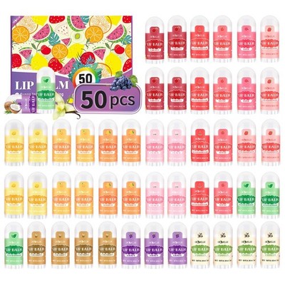 Mini Lip Balm 50 Pack, Natural Lip Balms with Vitamin E and Coconut Oil. Moistur