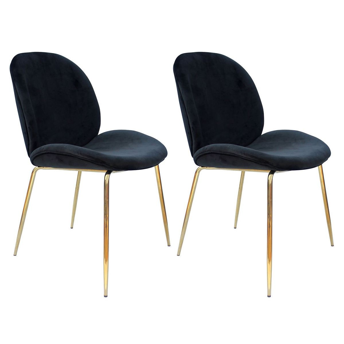 Chaises Charlize au dossier de 90cm avec pieds dorés et assise noire minimaliste