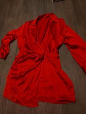 Zara Red Satin Mini Dress Party Size L 12/14