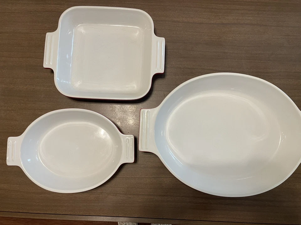 Cuisinart 3-pc Red Stoneware Bakeware 14” 3.5 qt, 9” 1.75 qt and 9.5” 1.25 qt EC - Image 3 of 4