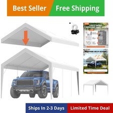 Carport Replacement Canopy Cover 10 x 20 ft, Garage Top Tent Shelter Tarp Hea...