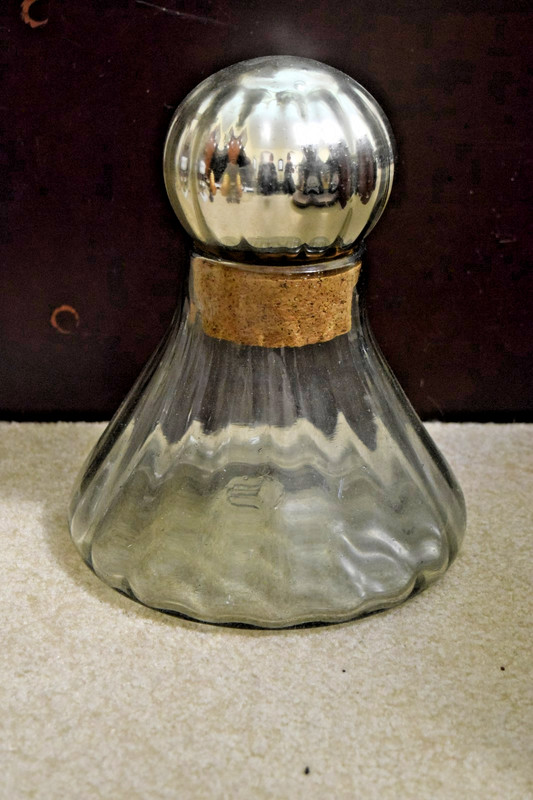 Vintage Mexican Hand Blown Glass Decanter with Mercury Glass Stopper