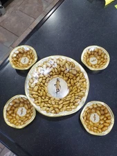 Vintage Planters Mr. Peanut Tin Serving Bowl Set of 5 Metal Nut Appetizer Trays