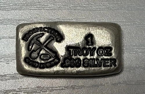 Prospector's Gold & Gems 1 Troy Oz .999 Fine Silver Bar 1 troy oz 0.999 Fineness