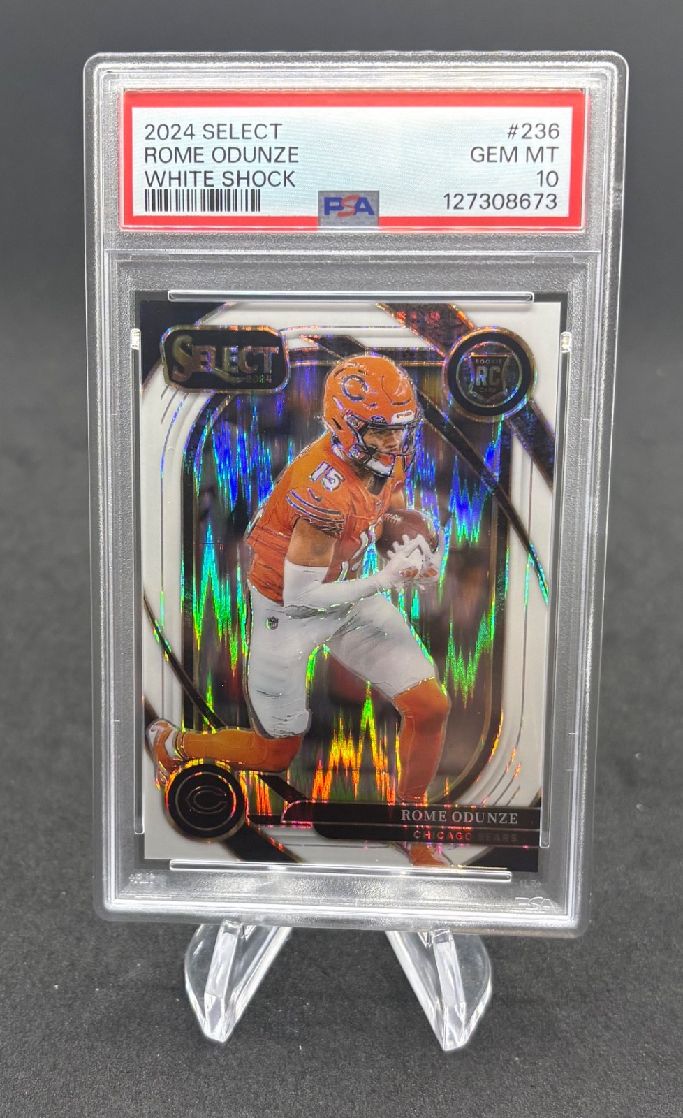 2024 Panini Select Club Level Rome Odunze #236 White Shock Prizm /199 (RC)PSA 10