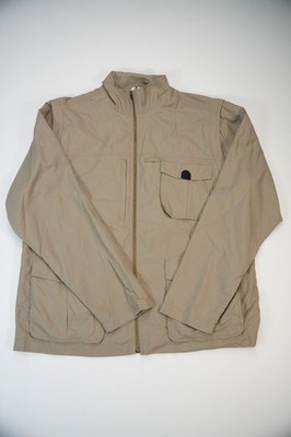 Magellans Mens Large Beige Full Zip Utility Jacket Travel Cargo Zip Front