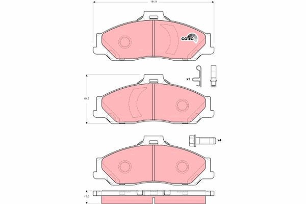 1X TRW GDB3353 Bremsbelagsatz Scheibenbremse FüR Ford Mazda-image