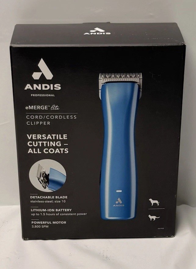 New Andis Emerge Lite AGR3 Cordless Clipper Blue Professional Hair Grooming Tool