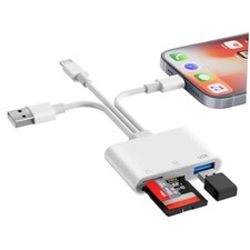 SD Card Reader for iPhone iPad Mac, USB C  Lightning  USB-A 3 in 1 3-IN-3