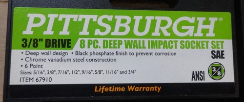 3/8" Drive PITTSBURGH 16 Piece Deep Wall Impact Socket Sets SAE / Metric - Picture 3 of 7