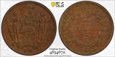 1907 H British North Borneo 1 Cent  PCGS AU 50 Graded AU50 FREE SHIPPING