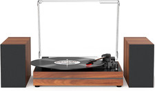 Vinyl Record Player with Dual External Stereo Speakers - Belt-Drive Turntable