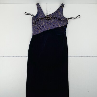 JOSEPH RIBKOFF Dress 12 Blue Velvet Sleeveless Midi Vintage
