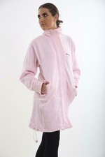 Women's Celebrity Inspired Funnel Neck Fleece Bench Style Long Jacket