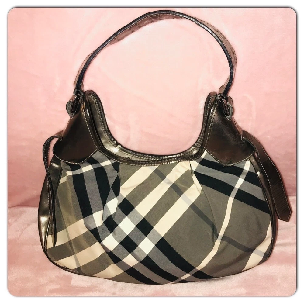 Burberry Nova Check Nylon Hobo Bag