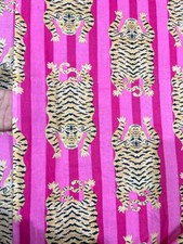 5 Yard Hand Block Tiger Print Fabric Natural Handmade Cotton Indian Sanganeri