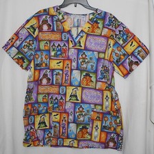 Peacher Scrubs Women's Christmas Scrub Top I Believe in Santa Large