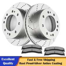 Front Drilled Rotors Brake Pads for Chevrolet Silverado GMC Sierra 2500 3500 HD