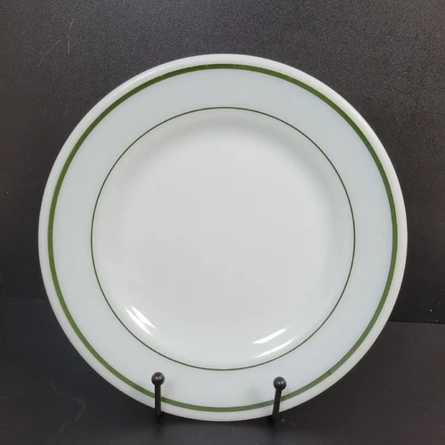 Pyrex Tableware by Corning Vintage Dark Green Stripe #703 Milk Glass Plate