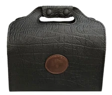 CAPE BUFFALO HIDE 4 BOX SHOTGUN SHELL CARRIER SKEET SPORTING CLAYS Black