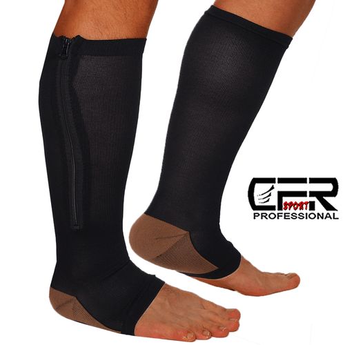 Copper Open Toe Compression Socks Zipper Leg Calf Ankle Support Men Women Foot - Picture 12 of 20