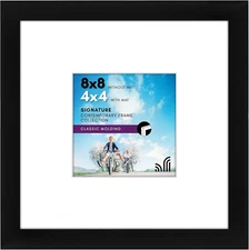 Americanflat 8X8 Picture Frame with Shatter-Resistant Glass - Use as 4X4 Frame w