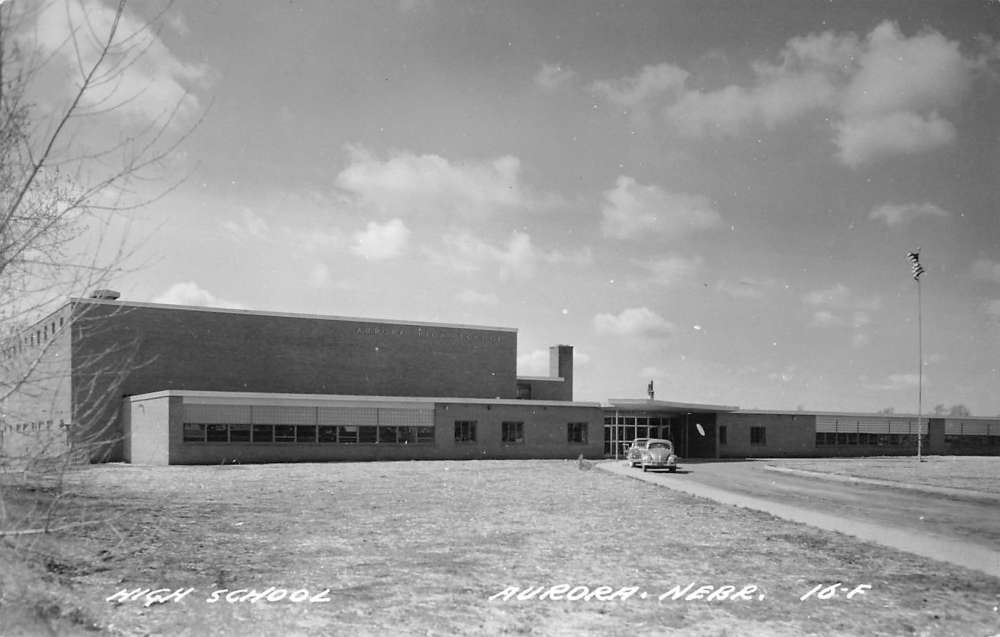 Aurora Nebraska High School Street View Real Photo Antique Postcard