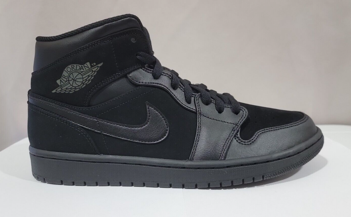 NIKE AIR JORDAN 1 MID 2018 Triple Black 554724-050 Size 10.5 M | eBay