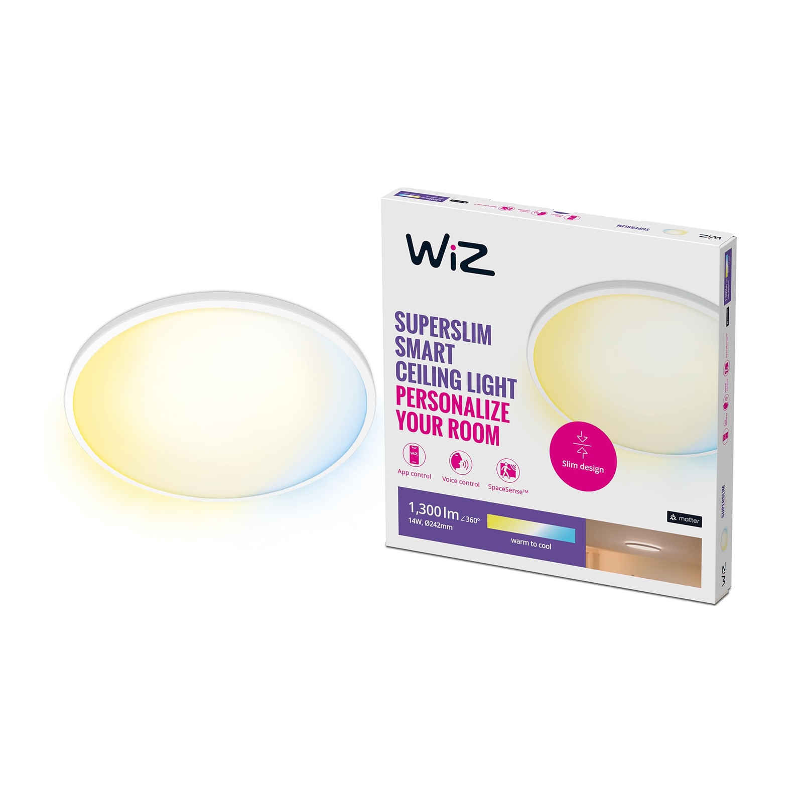 Wiz - Superslim Wiz Ceiling 14W W Rd 27-65K Tw NUOVO