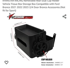 RYANSTAR RACING XBL194 REMOVABLE REAR CUPHOLDER/KLEENEX BOX 2021+ BRONCO