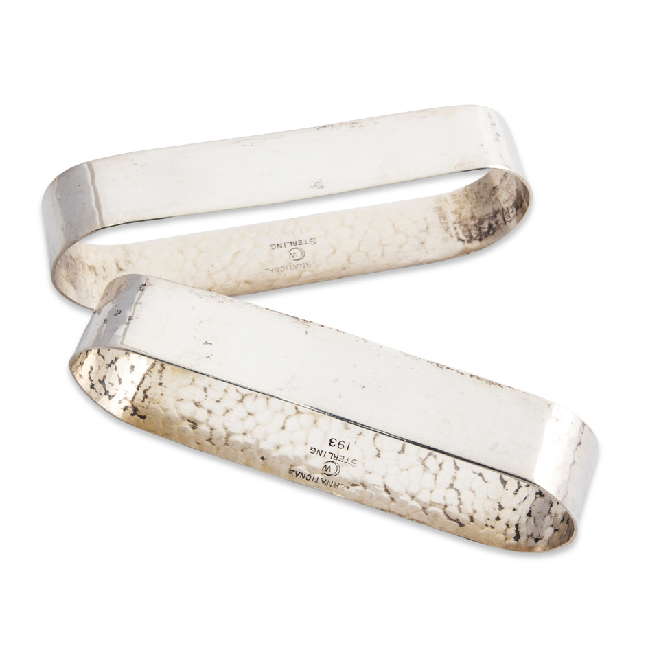 2 WATROUS ARTS & CRAFTS STERLING SILVER NAPKIN RINGS 193 HAND HAMMERED