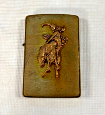 1994 Zippo Marlboro Charles M Russell Bucking Bronco Cowboy Brass