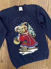 Vtg Over The Top Susan Bristol Grandma Bear Ugly Christmas Sweater M L