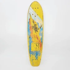 Vintage 1970s Hang Ten Sport Board Fiberglass Skateboard Surf Yellow 23.25" 
