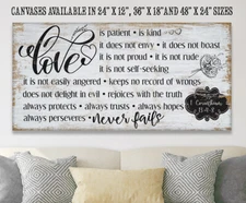 Love Is Patient - Large Canvas Wall Art (Not Printed on Wood) - Stretched Canvas